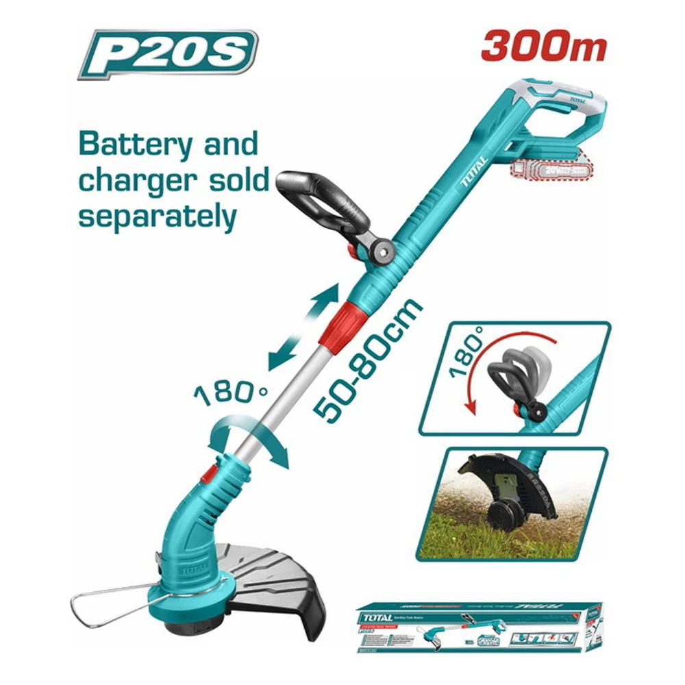 Total P20S Débroussailleuse Sans Fil 20V 300mm Télescopique