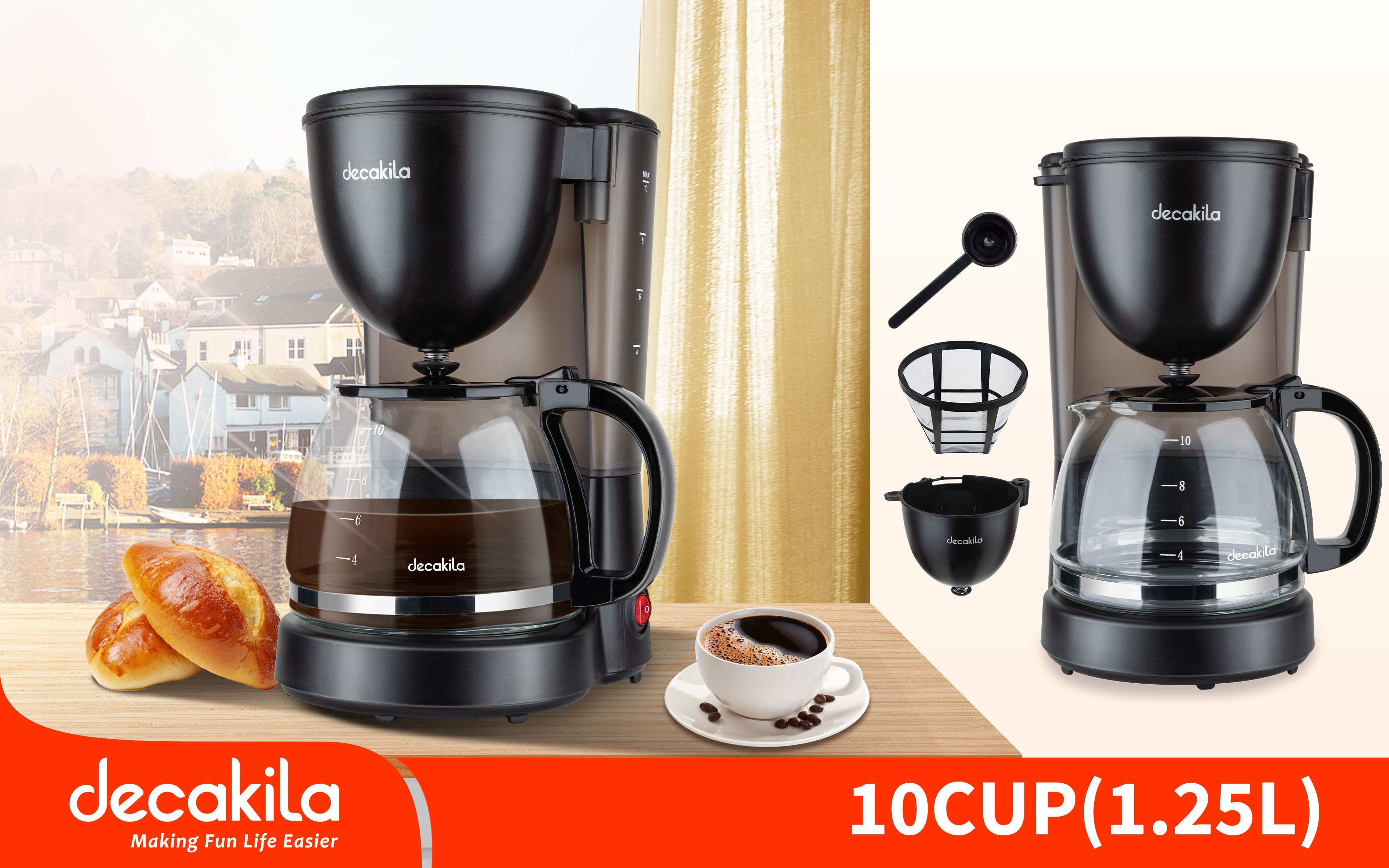 Cafetière Goutte À Goutte Decakila KECF001B - 1,25L - 750W - Noir thumbnail 3
