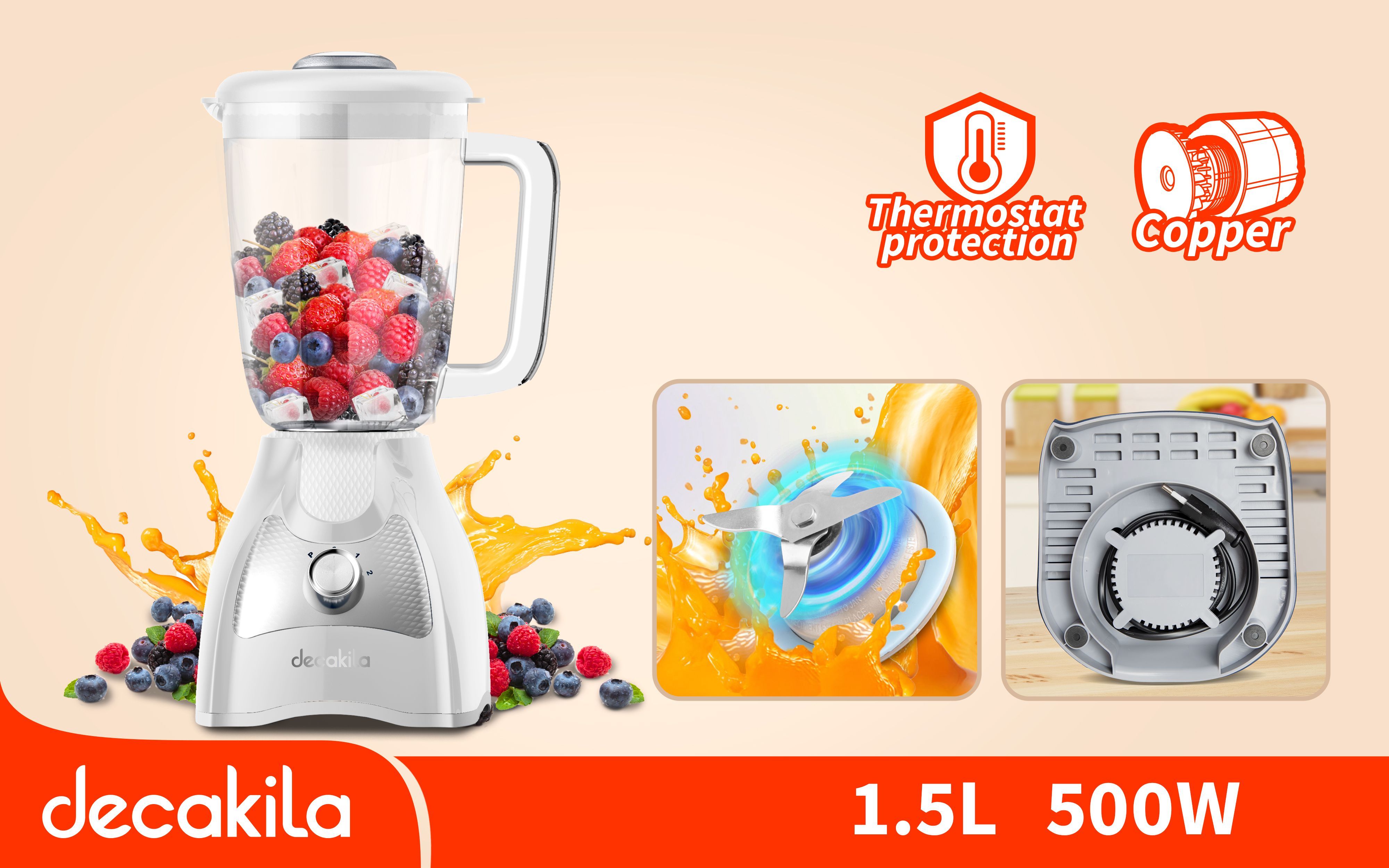 Blender 1,5L 500W KEJB043W Decakila thumbnail 2