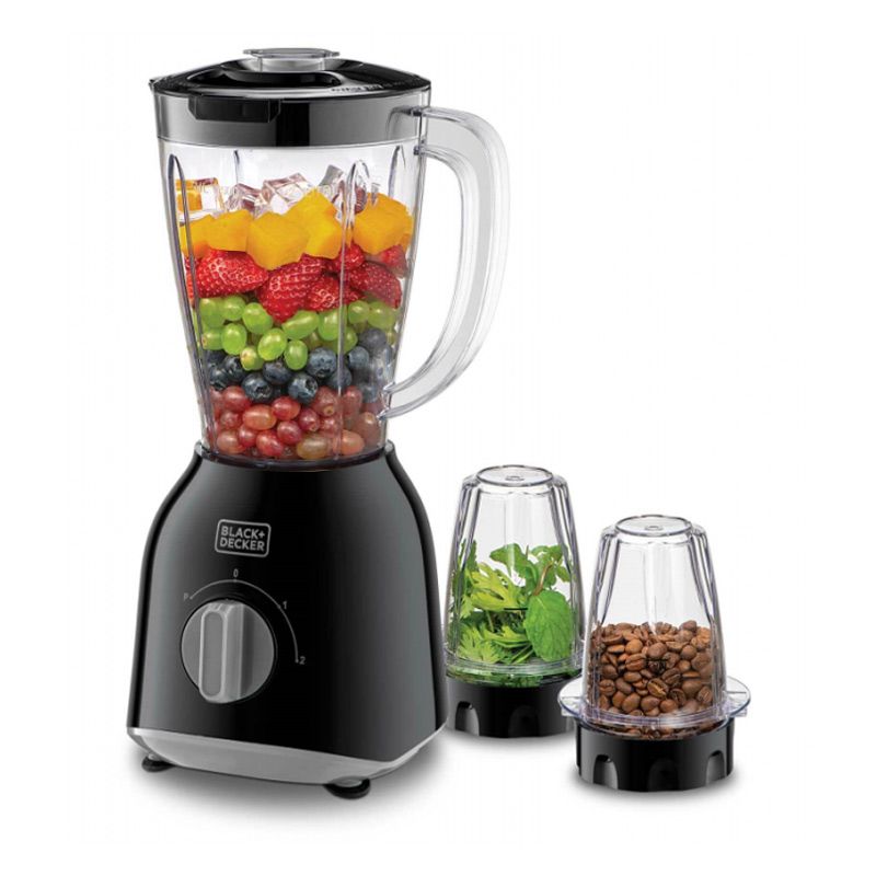 Blender Black & Decker 400W - 1.5L + 2 Moulins - BX440 - Noir