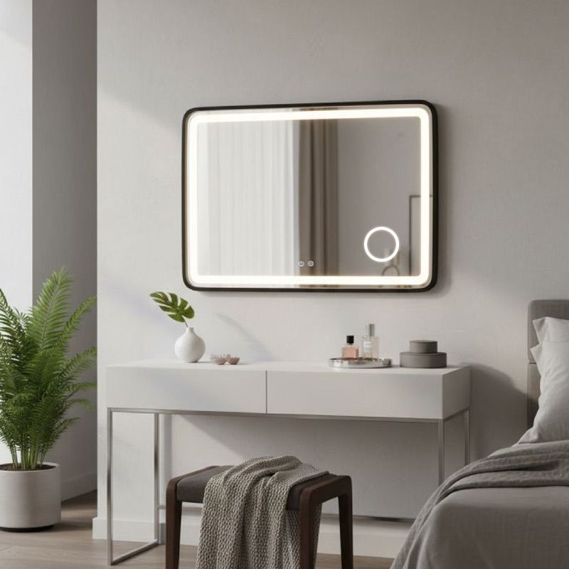 Miroir LED Design Noir avec Éclairage Loop – 100 × 70 cm - H-1422 thumbnail 2