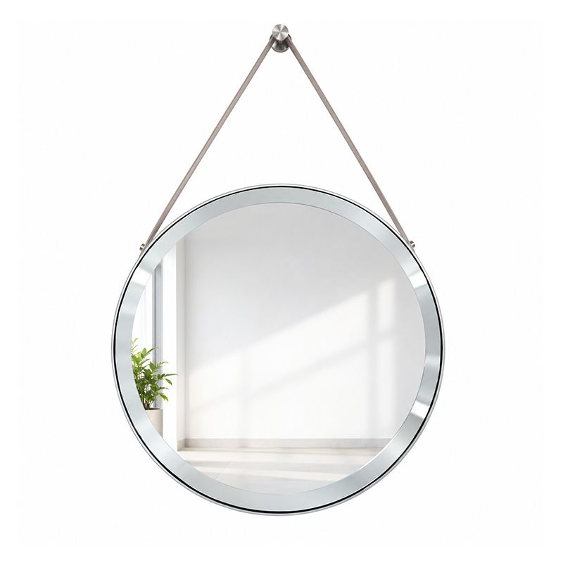 Miroir LED Rond Chrome avec Fixation Suspendue – 70 × 70 cm H-2005