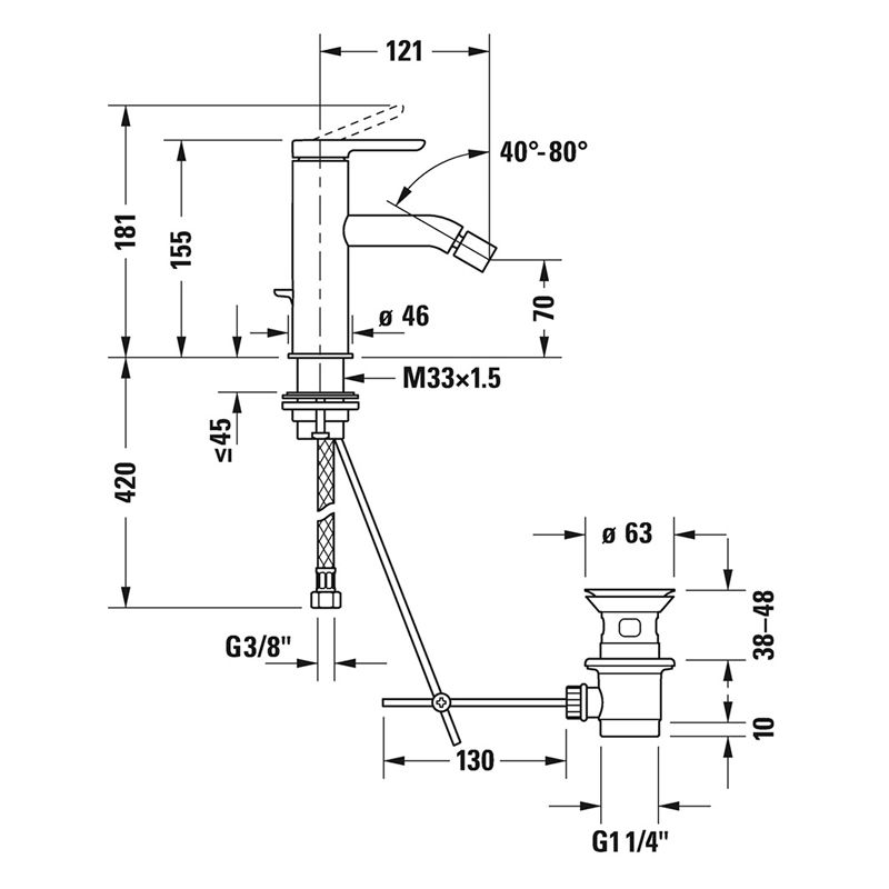 DRV C.1 MIT BIDET Mitigeur de bidet Duravit C.1  thumbnail 3