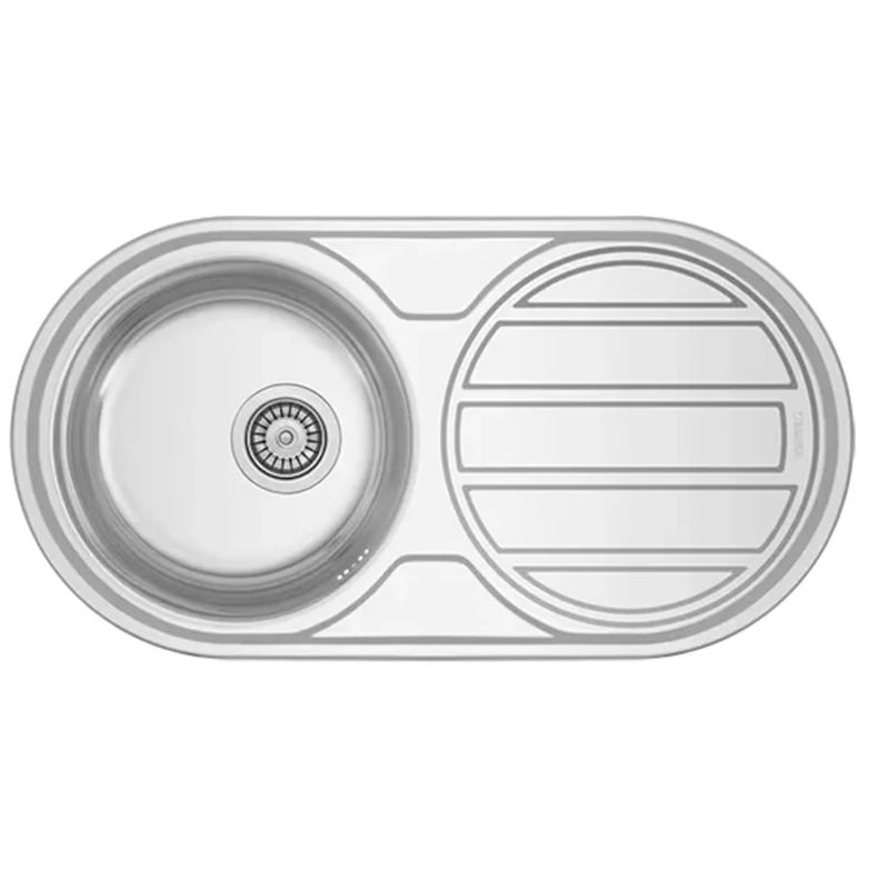 Évier Inox 85×45 cm – 1 Cuve Ronde + Égouttoir