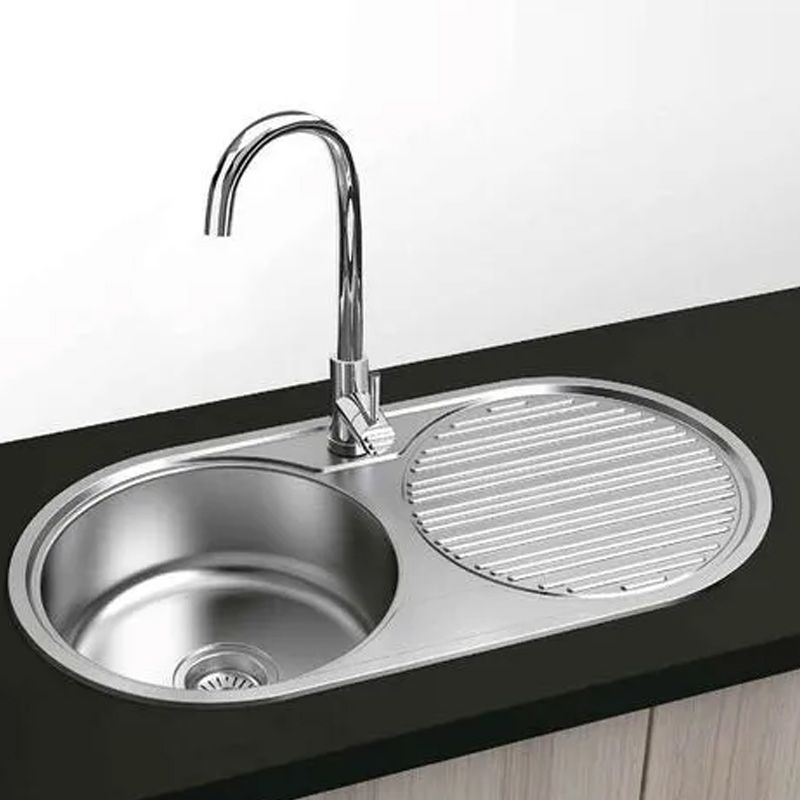 Évier Inox 85×45 cm – 1 Cuve Ronde + Égouttoir thumbnail 3