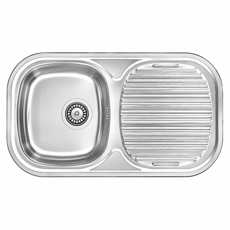 Évier Inox 84×48 cm – 1 Cuve + Égouttoir Rectangulaire