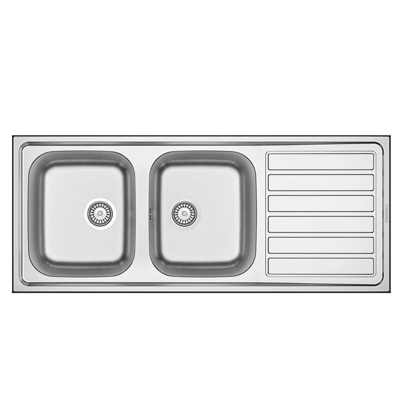 Évier Inox 120×50 cm – 2 Cuves + Égouttoir Encastrable