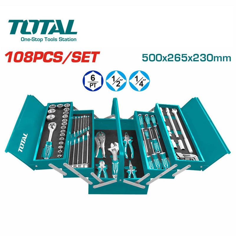 Coffre à outils TOTAL – THTCS121081 – 108 pièces